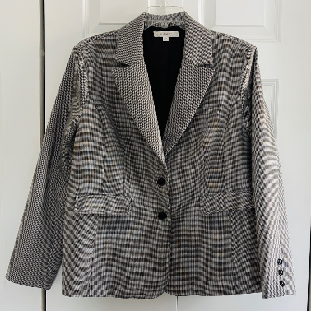 Anthropologie X Flat White Houndstooth Boyfriend Blazer - Size XL - Picture 5 of 10